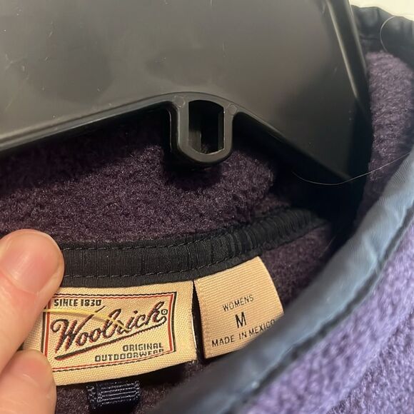 VINTAGE WOMENS MEDIUM WOOLRICH FLEECE QUARTER SNAP PULLOVER - Picture 5 of 6